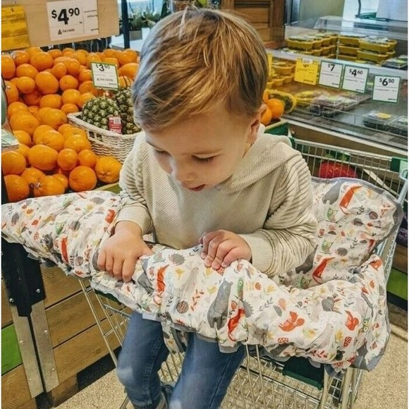 Suessie Baby Shopping Cart Cover and High Chair Cover, Forest Animals, Pockets - Picture 3 of 6
